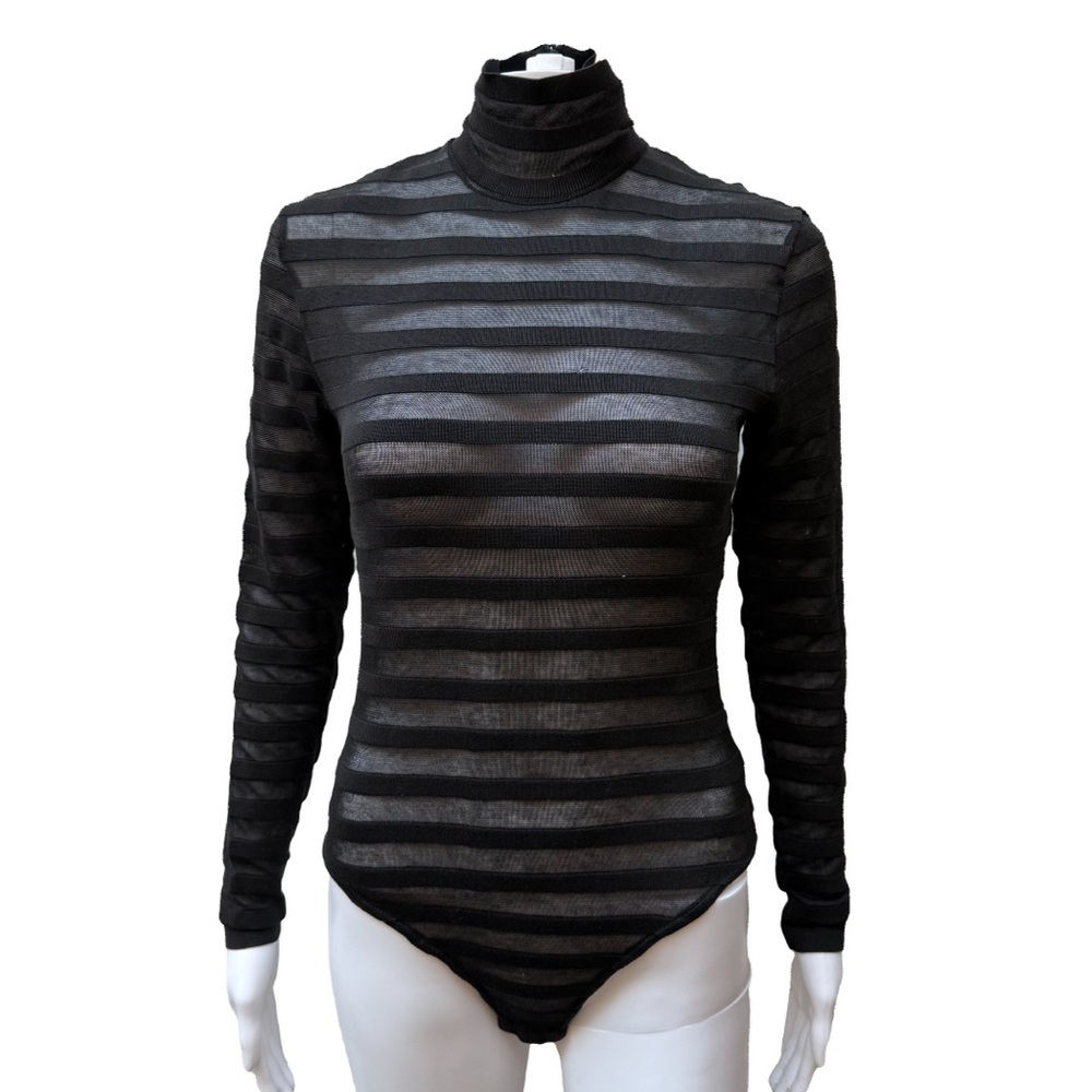 Christian Lacroix Vintage Sheer Striped Bodysuit | Size M